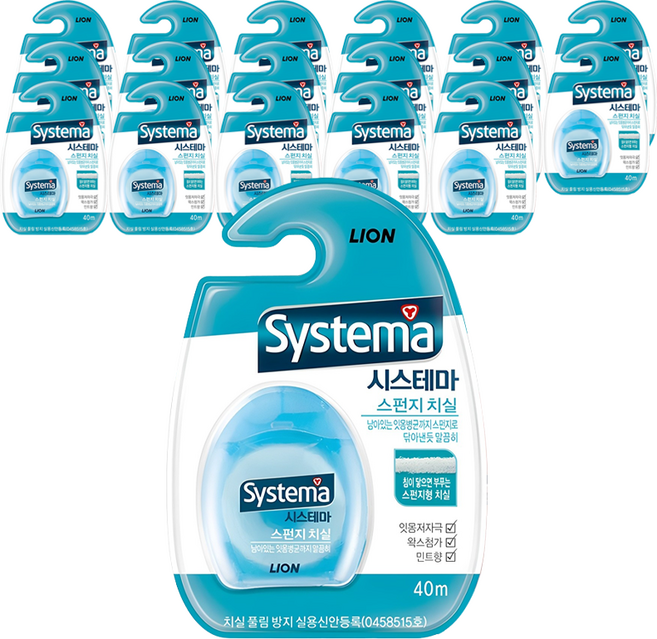 시스테마 스펀지 치실 랜덤발송, 40m, 1개입, 18개