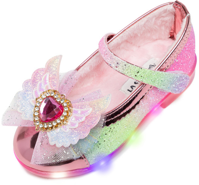 라스텔라 퍼 실비아 LED 라이팅 털 겨울 공주구두