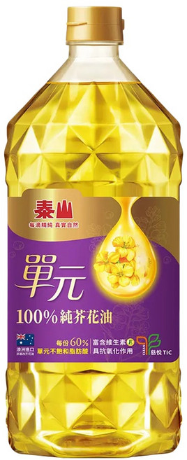 TAISUN 泰山 單元100%純芥花油, 3L, 1桶