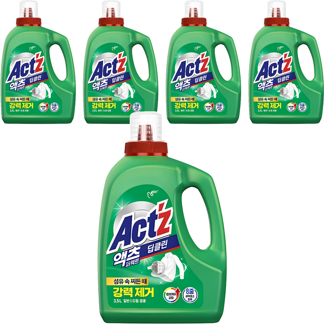 액츠 퍼펙트 딥클린 액상세제 본품, 3.5L, 5개