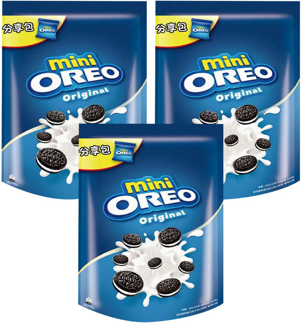 OREO 奧利奧 迷你夾心餅乾 香草口味分享包 8包入, 163.2g, 3袋
