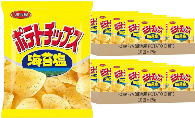 KOIKEYA 湖池屋 POTATO CHIPS 平切洋芋片 海苔鹽口味, 28g, 20包