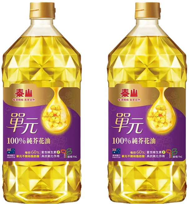 TAISUN 泰山 單元100%純芥花油, 3L, 2桶