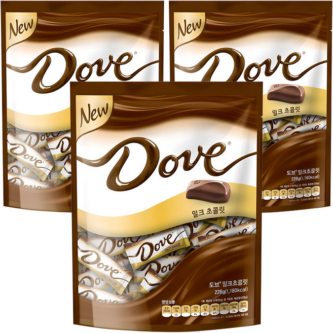 도브초콜릿 밀크, 228g, 3개