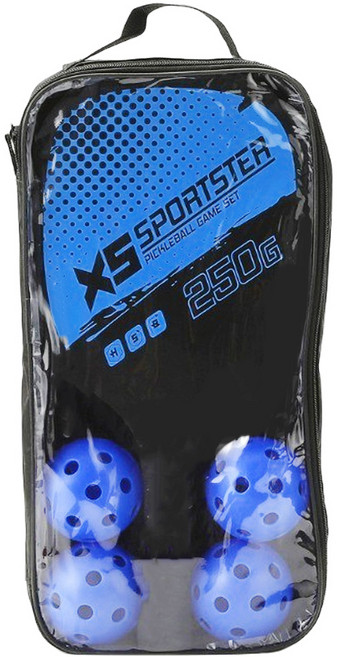 XS SPORTSTER 匹克球精裝套組 球拍 2個 + 球 4顆 + 收納袋, 冰峰藍, 1組