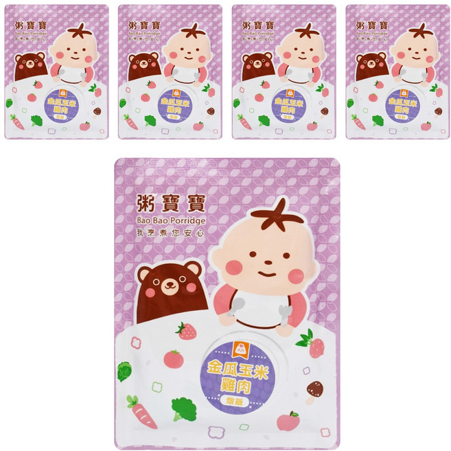 無毒農 粥寶寶 金瓜玉米雞肉燉飯 1歲以上, 150g, 5包