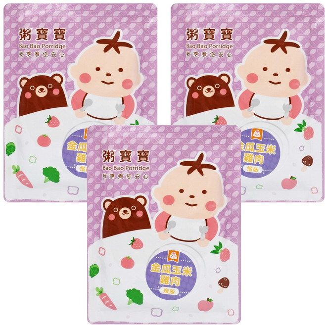 無毒農 粥寶寶 金瓜玉米雞肉燉飯 1歲以上, 150g, 3包