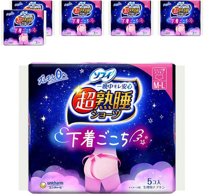 SOFY 蘇菲 日本原裝進口 超熟睡褲 夜用量多, M~L, 5片, 6包