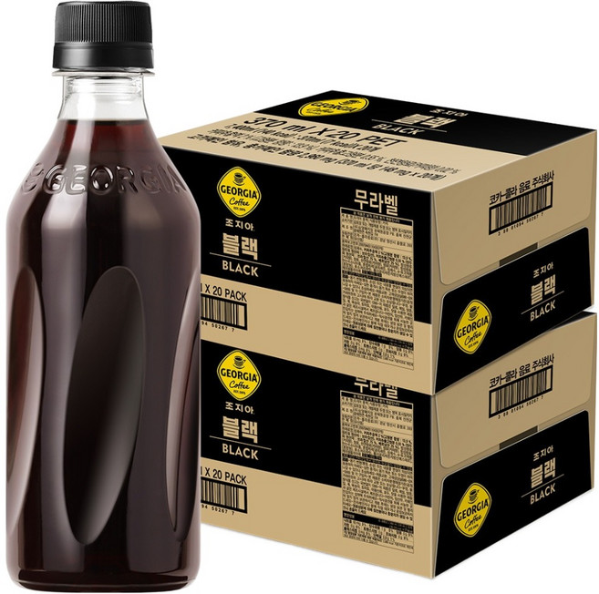 조지아 블랙 무라벨 커피, 370ml, 40개