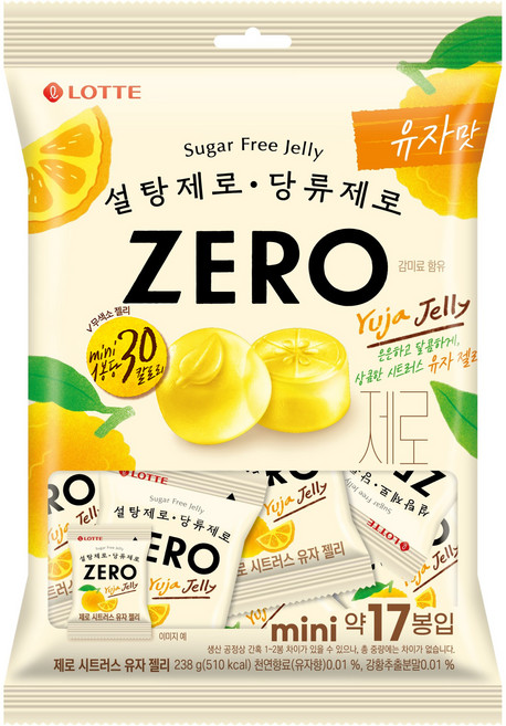 롯데제로 시트러스 유자 젤리 17개입, 238g, 1개
