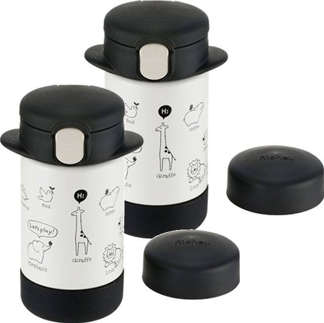 릿첼 2way 스테인리스 빨대컵, 블랙, 2개, 160ml
