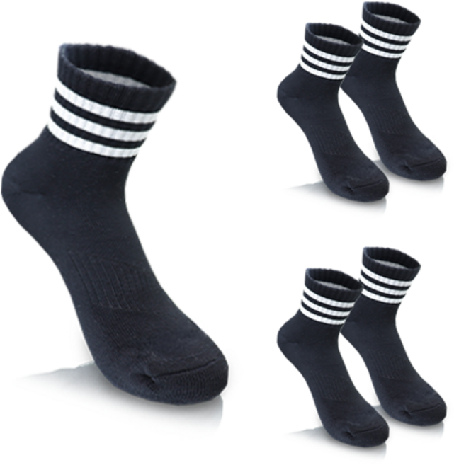 컴프로 여성용 V트랙 중목 스포츠양말 5족 세트, 검정-흰색 5개, 1세트