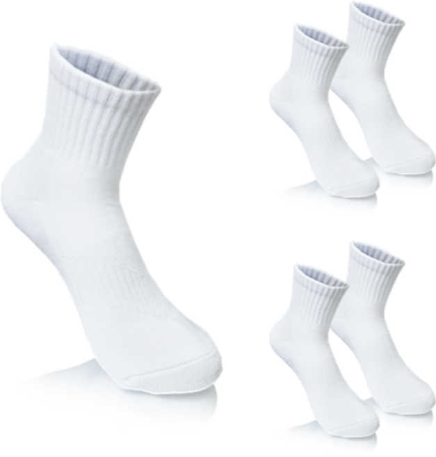 컴프로 여성용 스포츠 중목 쿠션 기능성 쿨맥스 양말 5족 세트, 흰색-흰색 5개, 1세트
