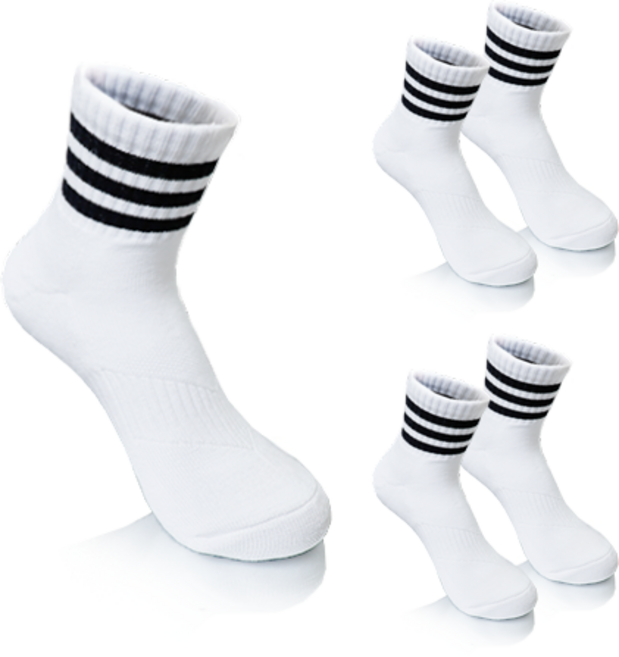 컴프로 여성용 스포츠 중목 쿠션 기능성 쿨맥스 양말 5족 세트, 흰색-검정 5개, 1세트