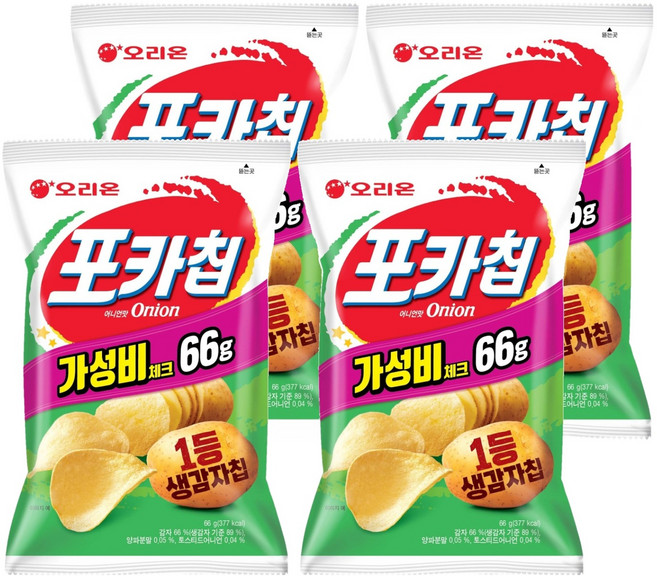 오리온 포카칩 어니언맛, 66g, 4개