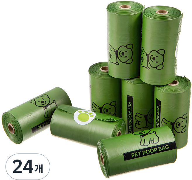 코멧 펫 반려동물 배변봉투 리필형, 초록색, 15개입, 24개