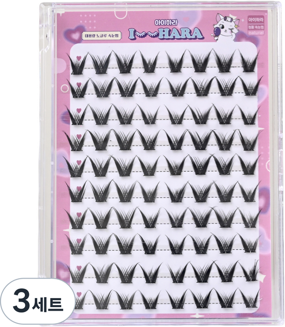 아이하라 대용량 노글루 속눈썹 세트 DDT205-04, 3세트, 블랙