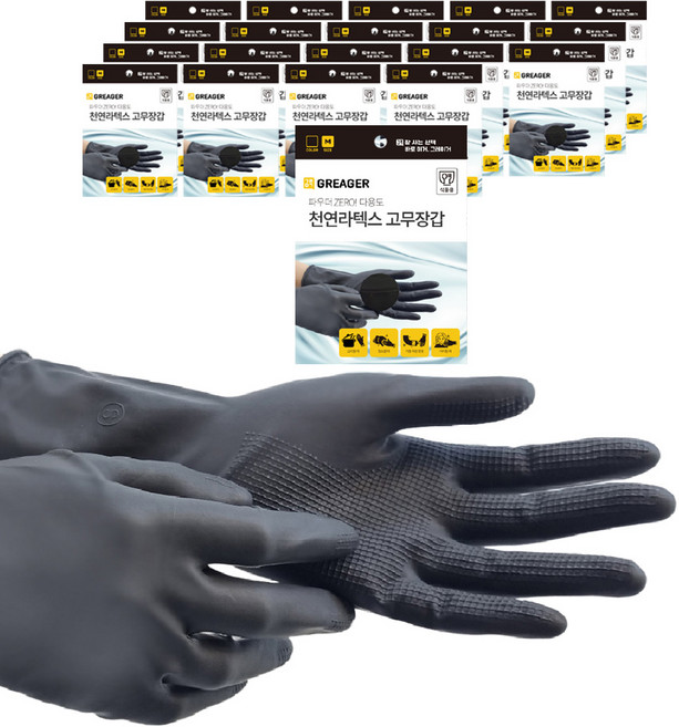 그레이거 다목적 라텍스 고무장갑 M, 블랙, 20개