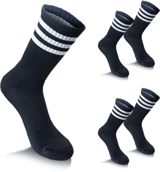 컴프로 여성용 스포즈 장목 이중쿠션 기능성 쿨맥스 양말 5족 세트, 검정 + 흰색, 1세트