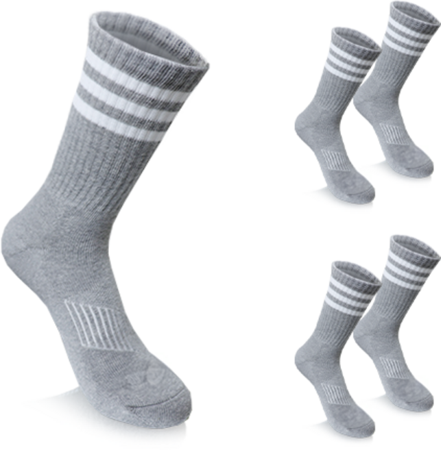컴프로 여성용 스포즈 장목 이중쿠션 기능성 쿨맥스 양말 5족 세트, 회색 + 흰색, 1세트