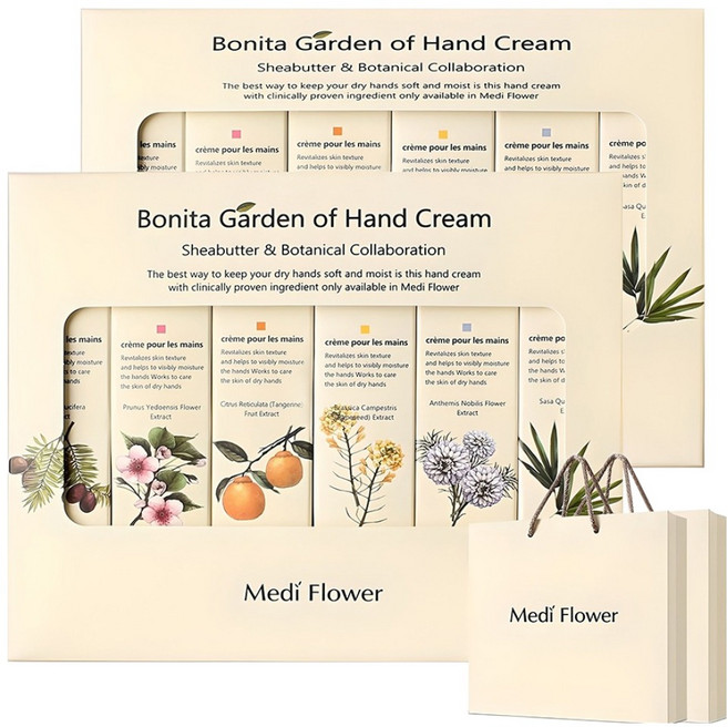 메디플라워 보니타가든 6종 핸드크림세트+쇼핑백, 2세트