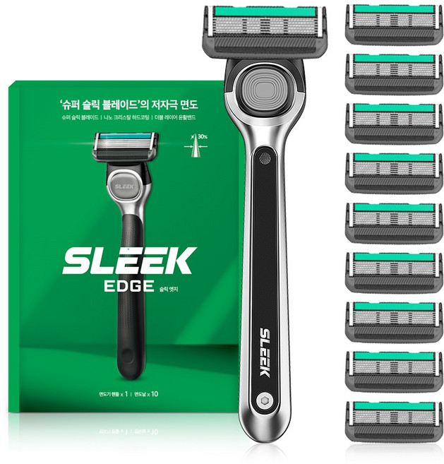 도루코 슬릭 엣지 면도기, 면도기핸들 (1P) + 면도날 (10P), 1개