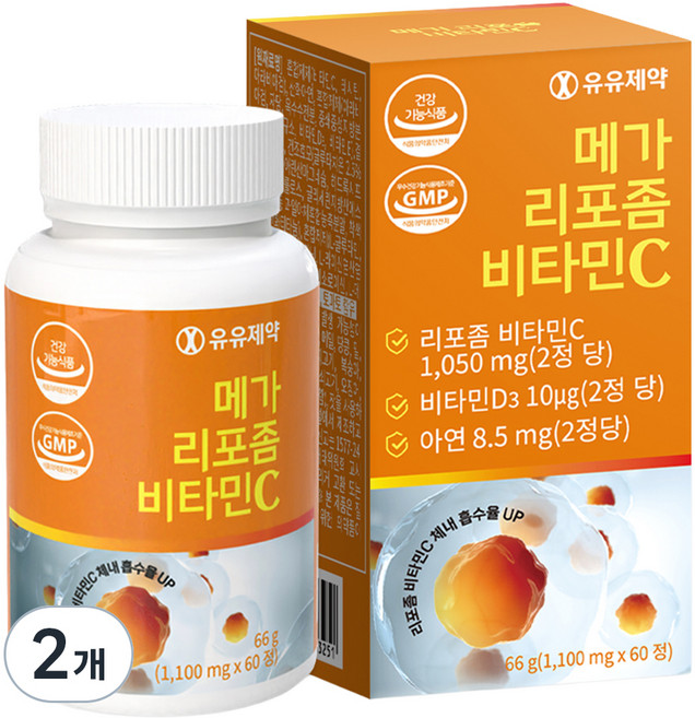 유유제약 메가 리포좀 비타민C 66g, 2개, 60정