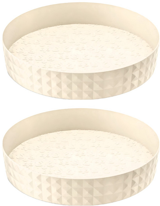 小麥購物 多功能旋轉置物盤 C493 165g, 奶油白, 2個