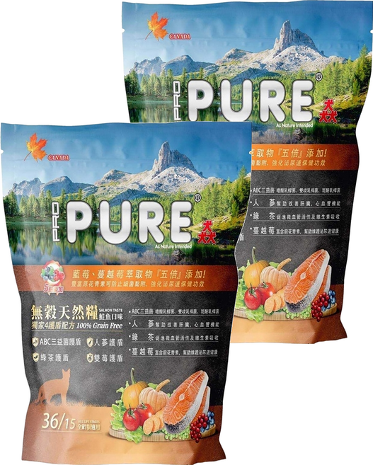 Pure 全齡貓適用 無穀天然糧, 2包, 454g, 鮭魚