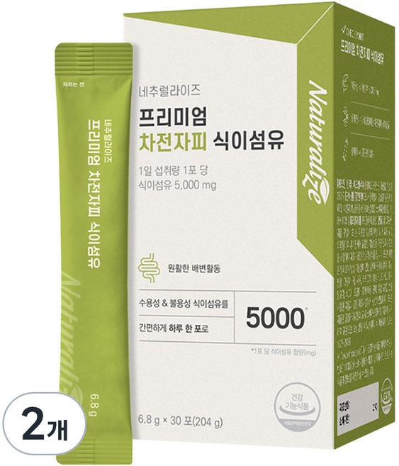 네추럴라이즈 프리미엄 차전자피 식이섬유, 6.8g, 2개