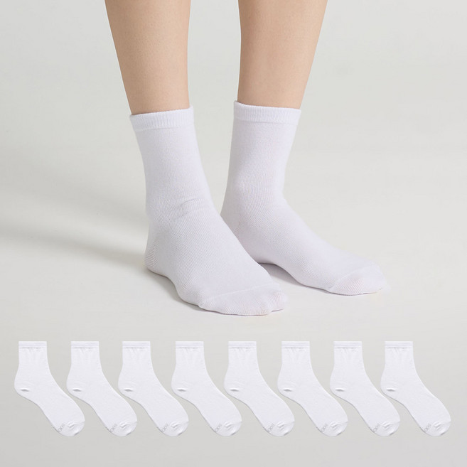 싹스탑 여성용 베이직 중목 양말 8족 세트