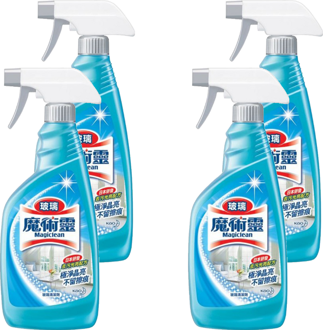 Kao 花王 Magiclean 魔術靈 台灣公司貨 玻璃清潔劑 噴槍瓶, 500ml, 4瓶