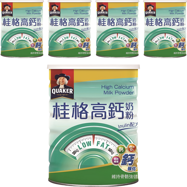 QUAKER 桂格 高鈣奶粉 Inulin配方, 750g, 5罐