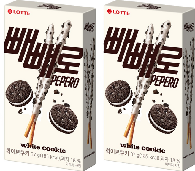 빼빼로 화이트쿠키, 37g, 2개