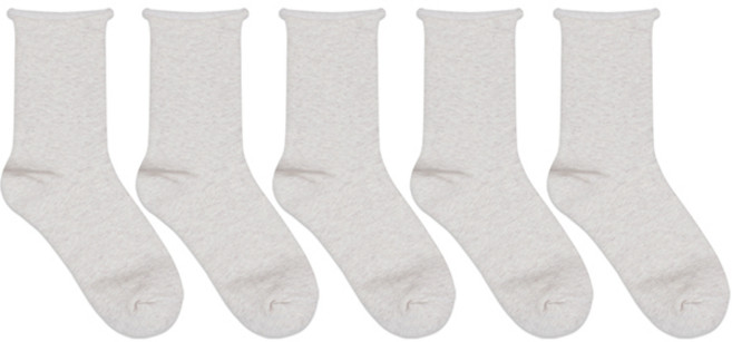 박군 여성용 MJ 무지 돌돌이 중목 패션 양말 5족 세트