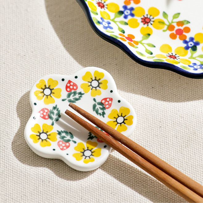 프라카 수저받침 세트 5p, 옐로크리샨 + 포티시아 + 블루레아 + 그린리프 + 피어플라워, 수저받침 5종, 1세트