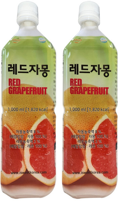 스위트코리아 레드자몽 액상, 1L, 2개