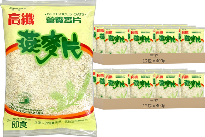 三立 高纖燕麥片 12包, 400g, 2箱