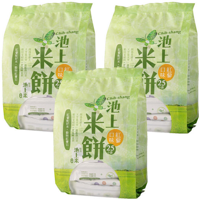 池上鄉農會 池上米餅 紅藜口味, 75g, 3袋
