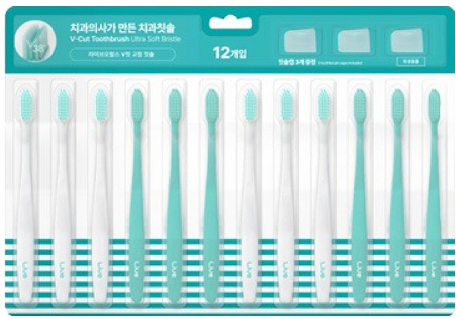 라이브오랄스 미세모 V컷 치과 교정 칫솔, 12개입, 1세트