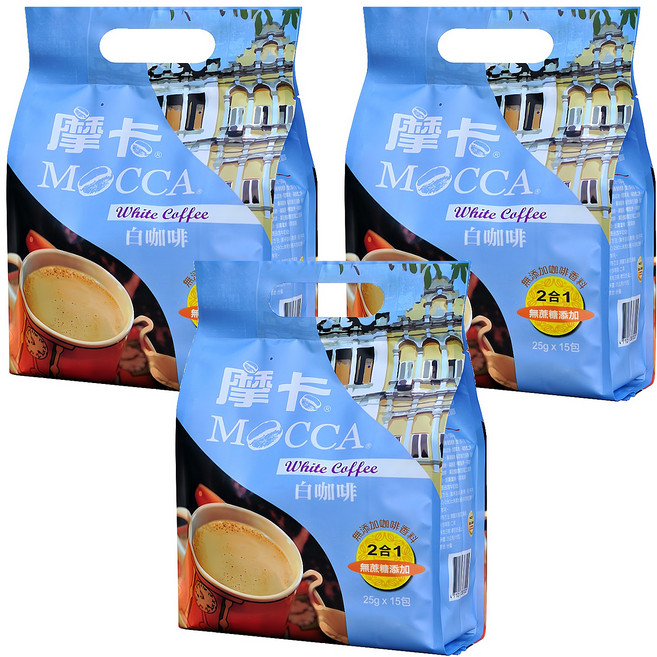 MOCCA 摩卡 二合一白咖啡, 25g, 15條, 3袋