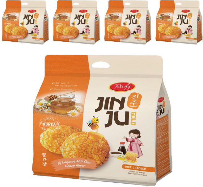 Richy 蜂蜜韓式醬味米果, 168g, 5袋