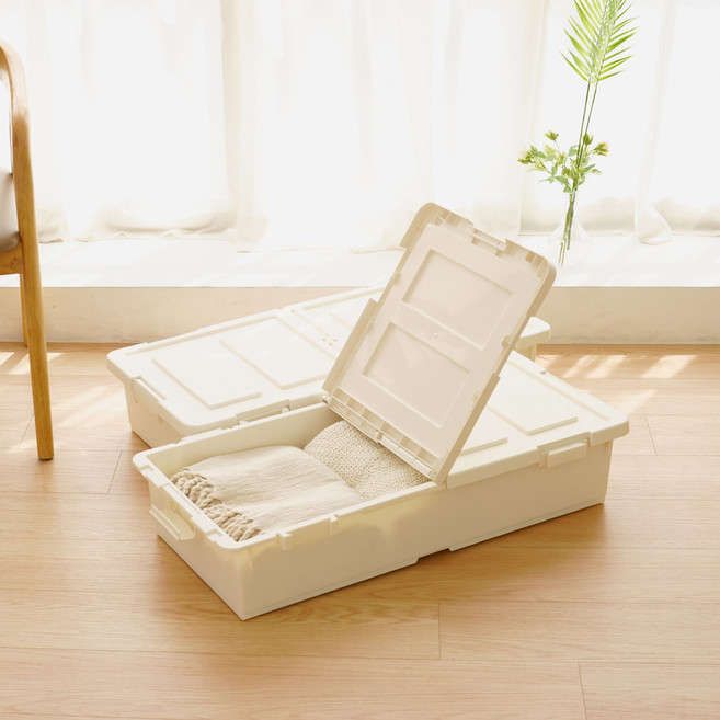 라이피스트 국내 제조 트레인 언더베드 리빙박스 낮은형, 아이보리, 2개