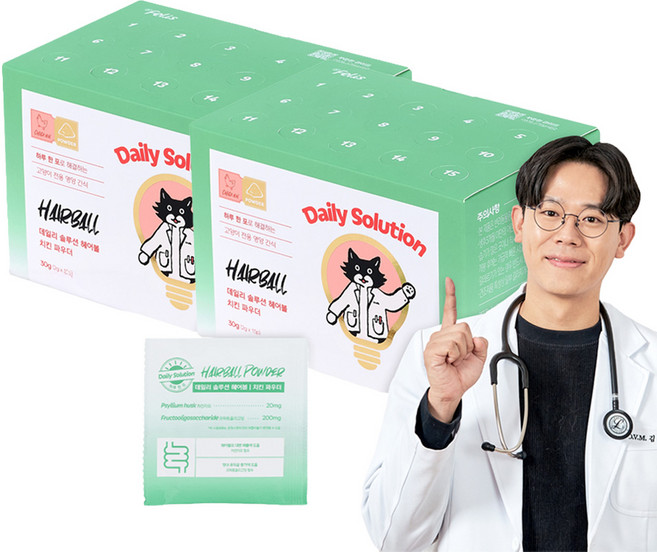 닥터펠리스 고양이 데일리 솔루션 파우더 영양제, 15회분, 헤어볼+장건강, 2개