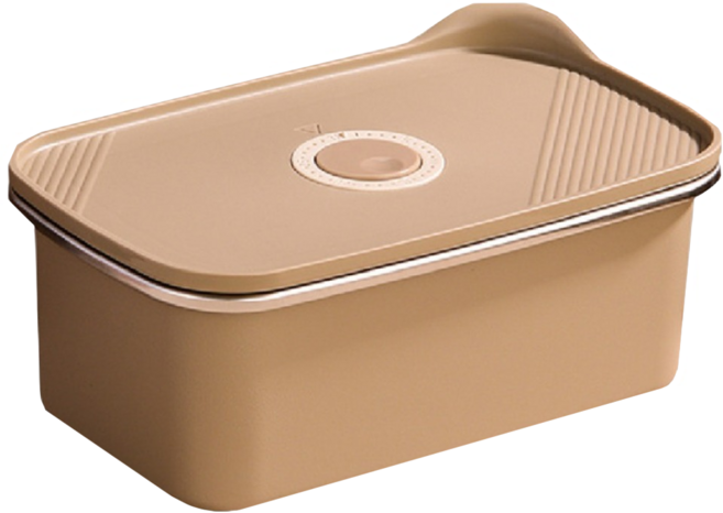 304不鏽鋼 日式按鈕保鮮盒 可微波, 1個, 1 個容器 + 1 個蓋子