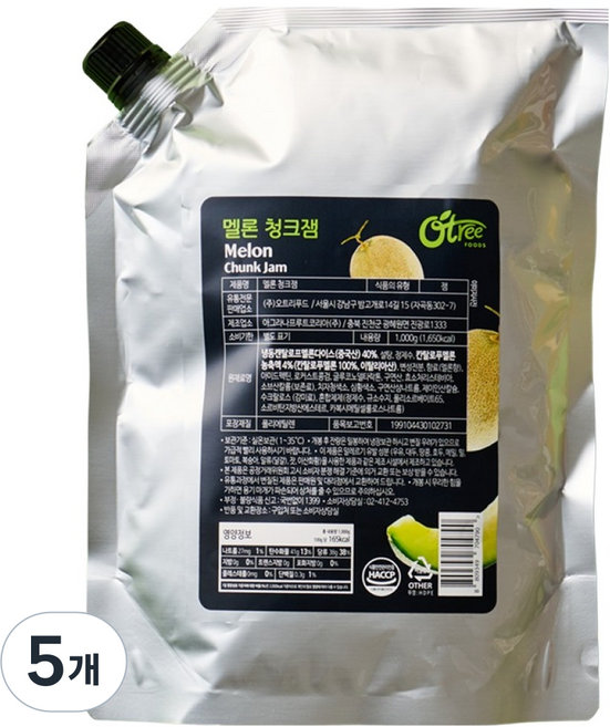 오트리 멜론 청크잼, 1kg, 5개