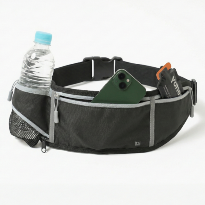 해피제이 흔들리지 않는 와이드 등산 러닝벨트, 블랙, 1개