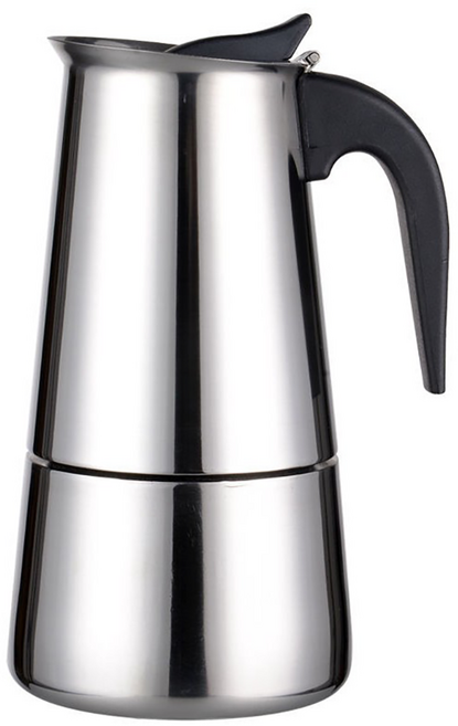 卡特屋 摩卡咖啡壺 300ml 食品級201不鏽鋼 耐高溫 可接觸明火, 銀色, 1個