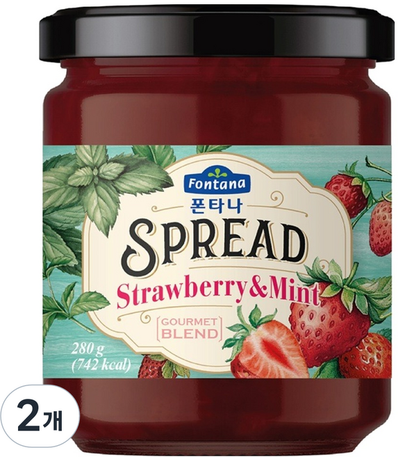 歐洲 Fontana 草莓薄荷抹醬, 280g, 2個
