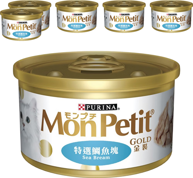 MonPetit 貓倍麗 金罐, 特選鯛魚塊, 85g, 6罐